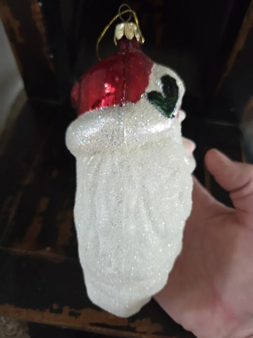 Vintage Mistletoe Magic European Style Hand Blown Santa Glass Christmas Ornament